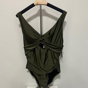 DKNY Olive Twist-Front Swimsuit